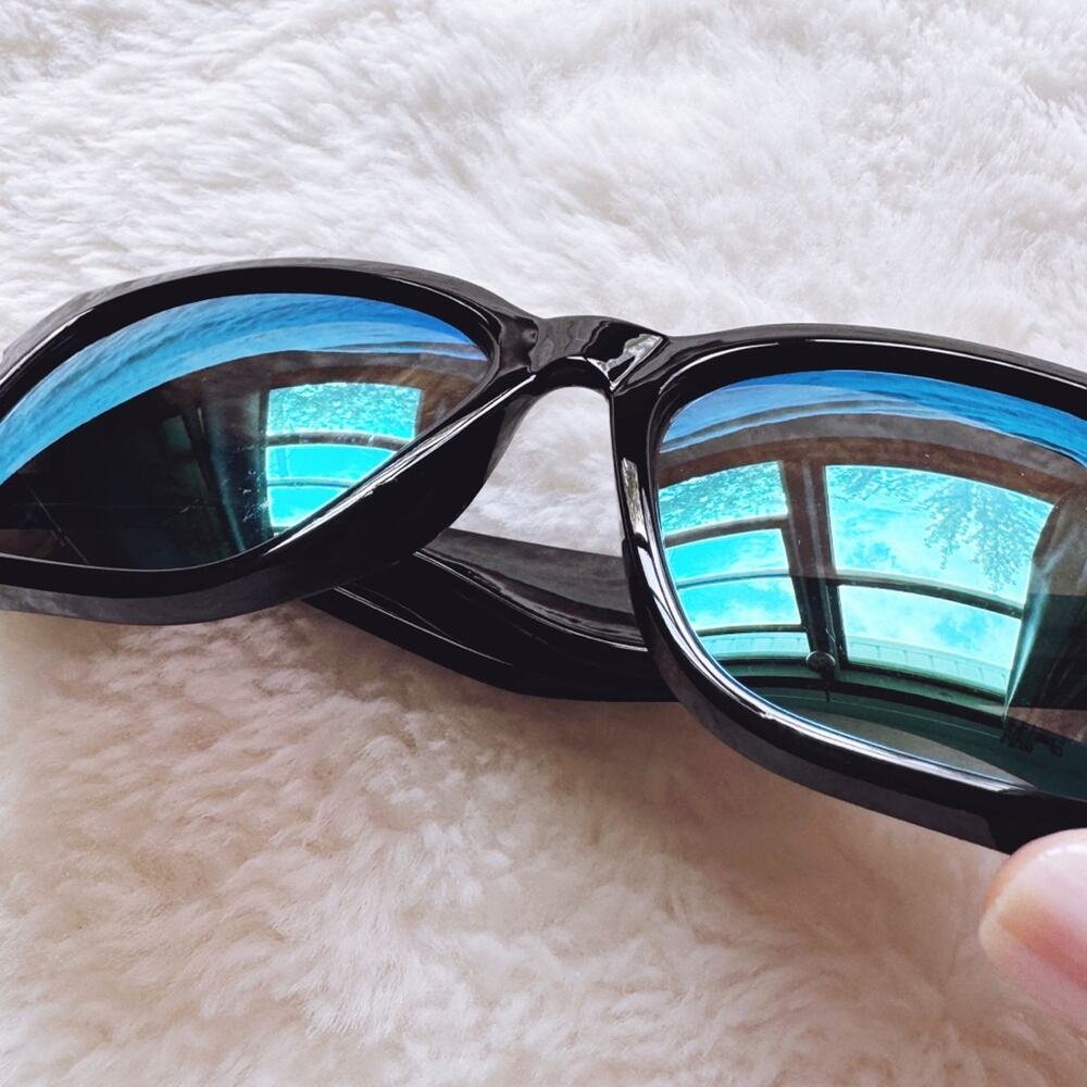 Cerise Black w/ Blue & Green Tinted Lenses Mirrored Sunglasses